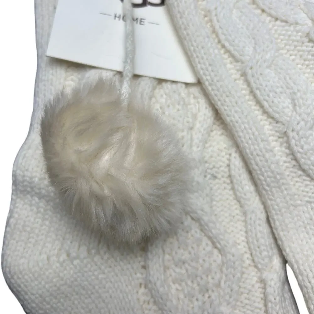 NWT Ugg Home Cable Knit Christmas Stockings Set of 2 Cream White Holiday Decor